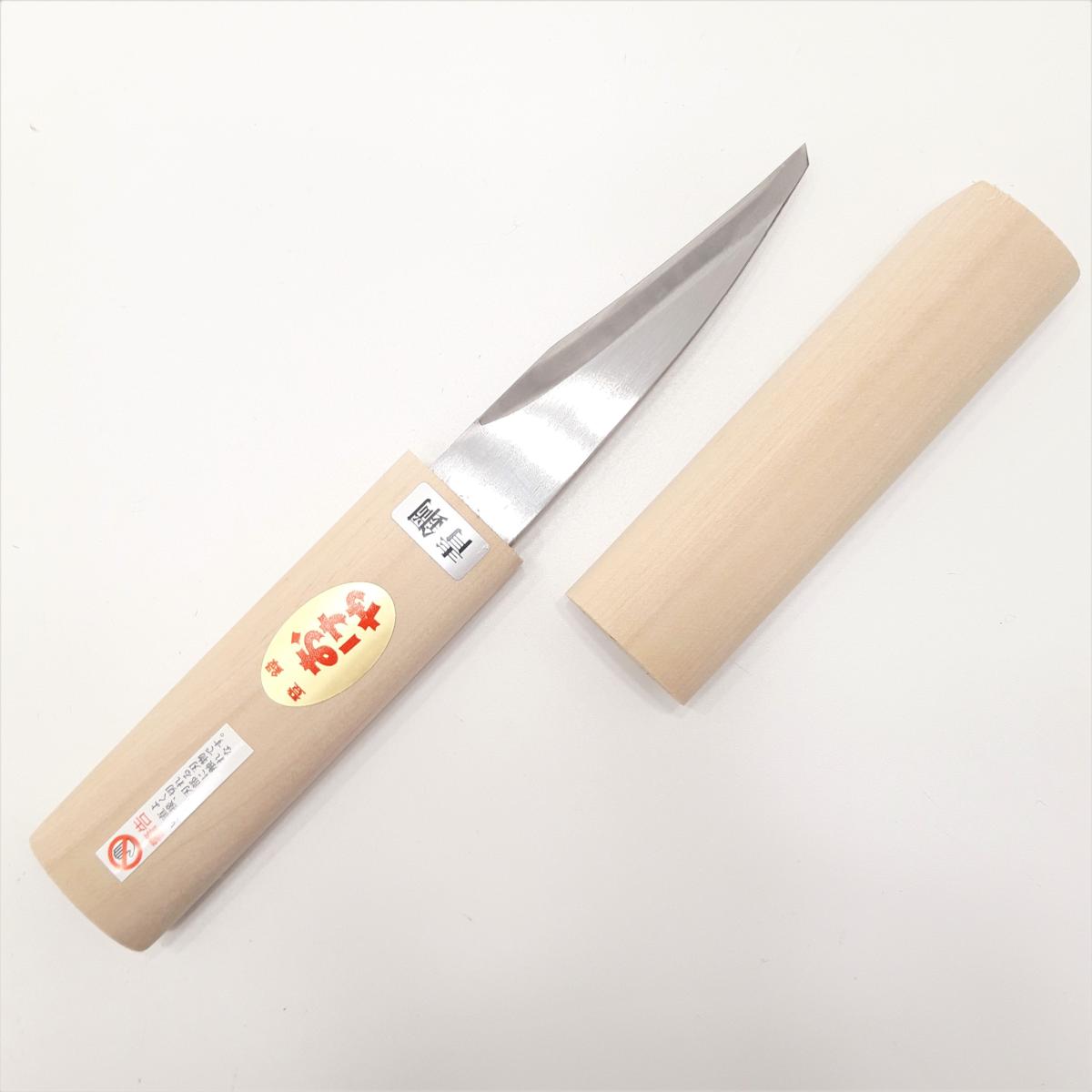 Japanese grafting knife for left handers, sharp curved blade, made of Aogami steel