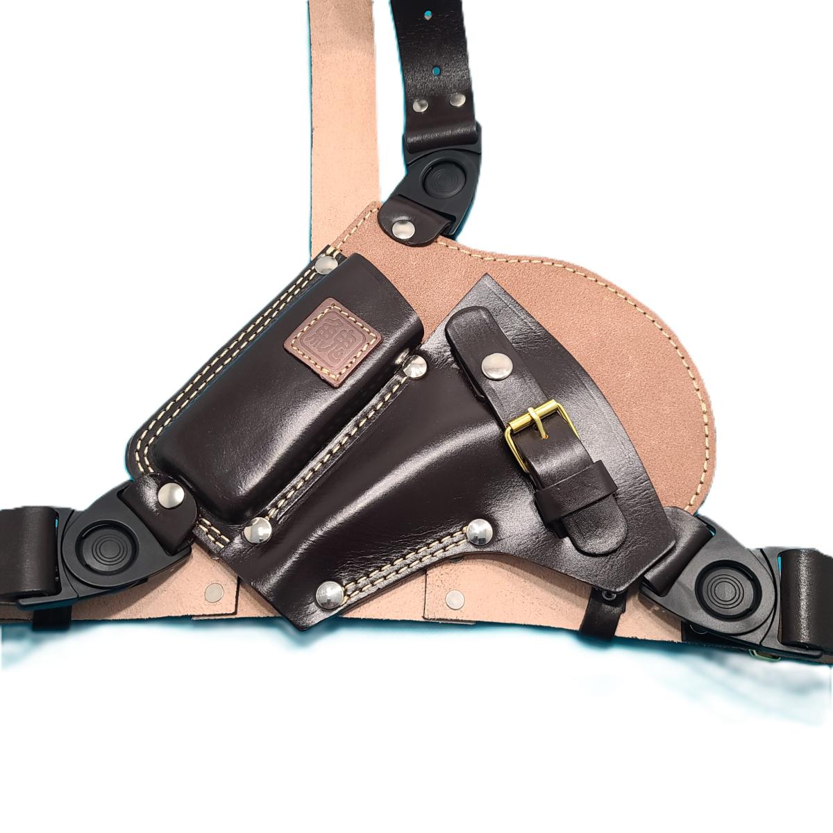 Holster de poitrine en cuir, étui pour 2 outils